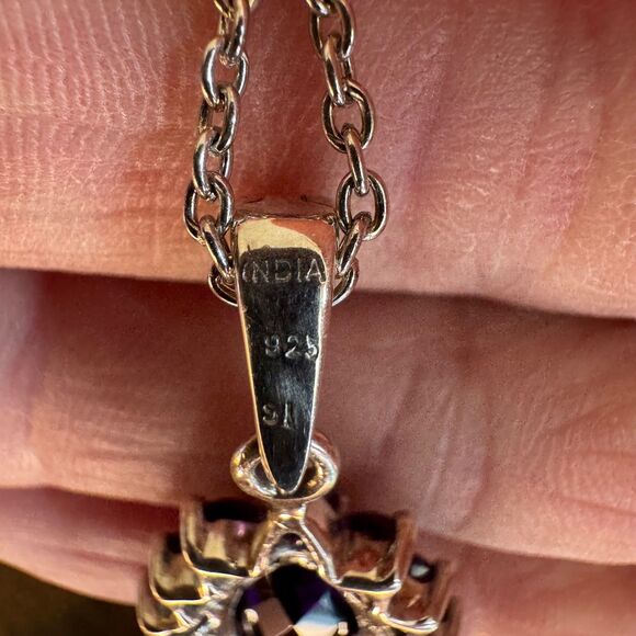 Vintage Estate Amethyst Pendant & Ring Set 925 Sterling Silver Marquise Size 9 - Picture 11 of 17